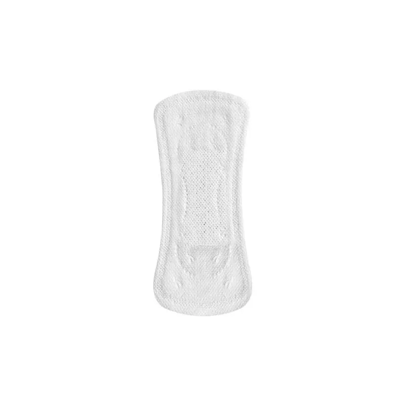 Isang makinis at puting sanitary pad sa isang purong puting background.