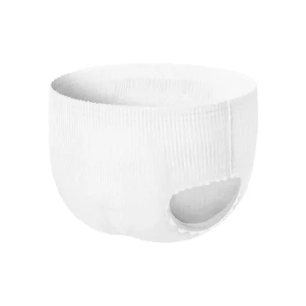 Pañal para adulto en forma de T con superficie texturizada y cinturilla elástica.