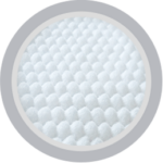Primer plano circular de un patrón hexagonal no tejido texturizado de color blanco en tela suave.